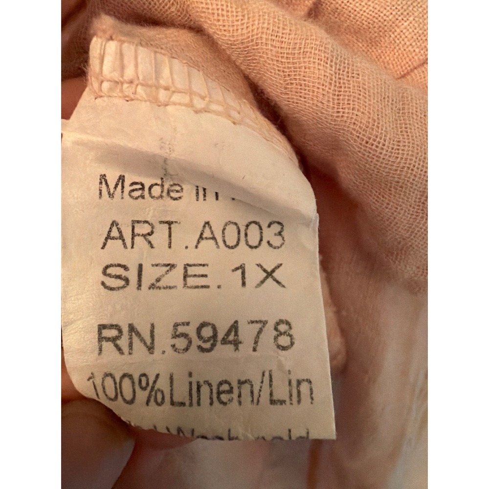 Lungo L'Arno Tunic Peach 100% Linen Made in Italy 1X Lagenlook High-Low Top - Picture 4 of 5